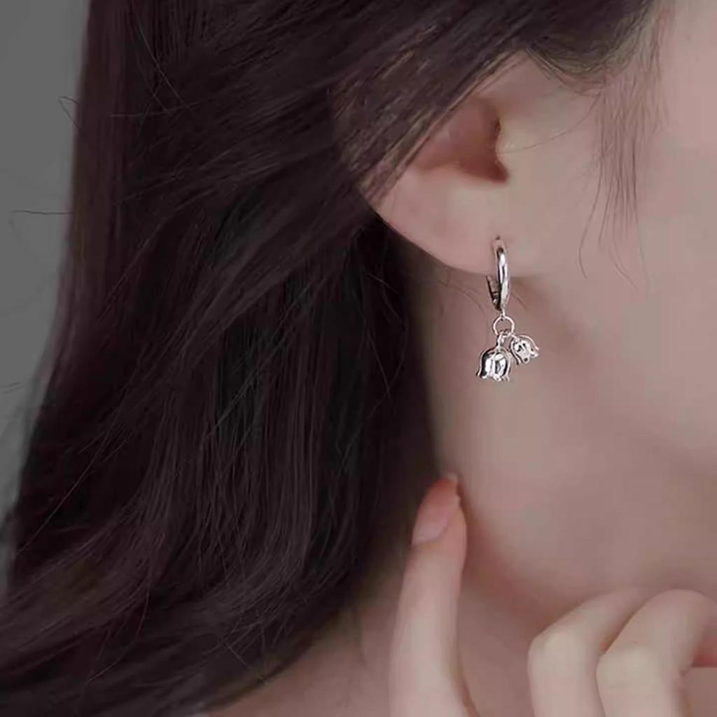 S925 Silver Lily Flower Dangle Earrings - Luxury Niche Design, High-Class Forest Style for Women