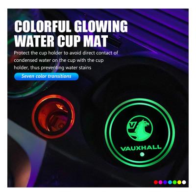 Car Colorful Luminous LED Atmosphere Light Cup Coaster Holder For Vauxhall VXR8 Insignia Vivaro Zafira Combo Movano Mokka GSe