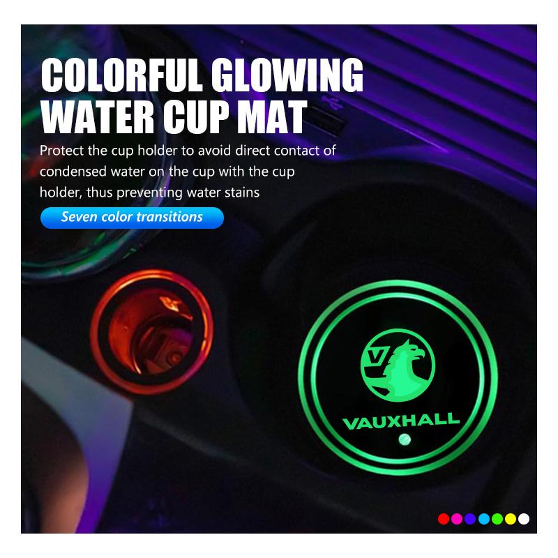 Car Colorful Luminous LED Atmosphere Light Cup Coaster Holder For Vauxhall VXR8 Insignia Vivaro Zafira Combo Movano Mokka GSe