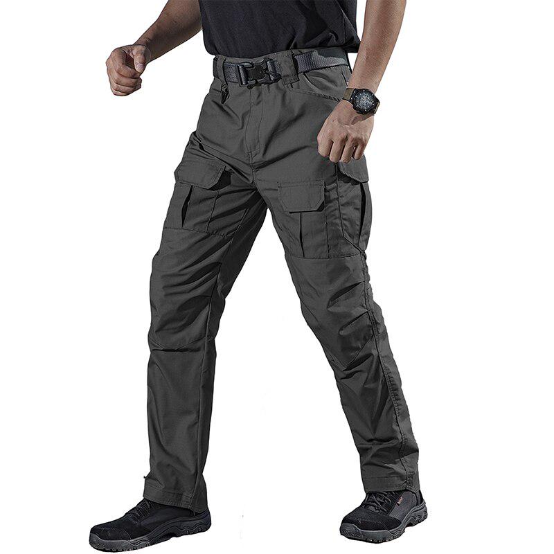 Pantalon Cargo Tactique Homme - 65% Coton, 35% Polyester - Multipoches (9 Poches), Genoux Renforcés, Coupe Régulière - Pour Randonnée, Chasse, Travail, Sport Outdoor