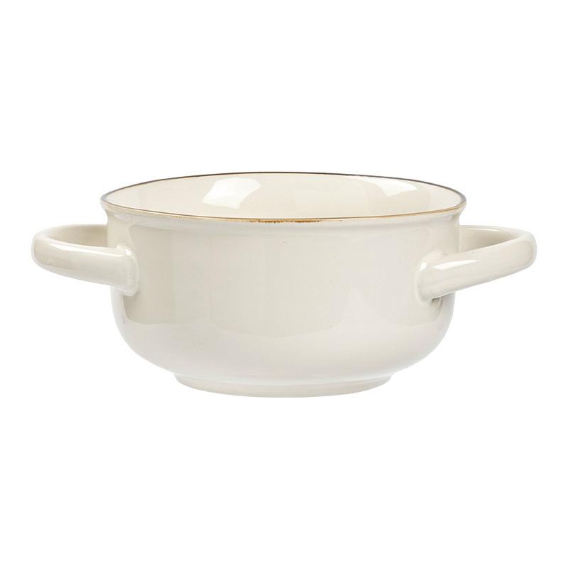 Premium Enfärgad Binaural Skål Hushåll Keramisk Skål Salladsskål Snabbnudelskål Kreativ Rättsskål Soppskål Servis