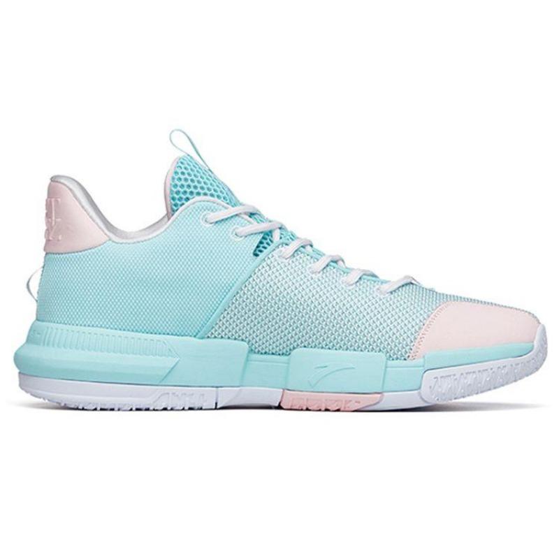 Anta Leichte Crazy 1 TD Rutschfeste Verschleißfeste Low-Top Basketballschuhe Herren Sneaker Blau Pink 112221618-3