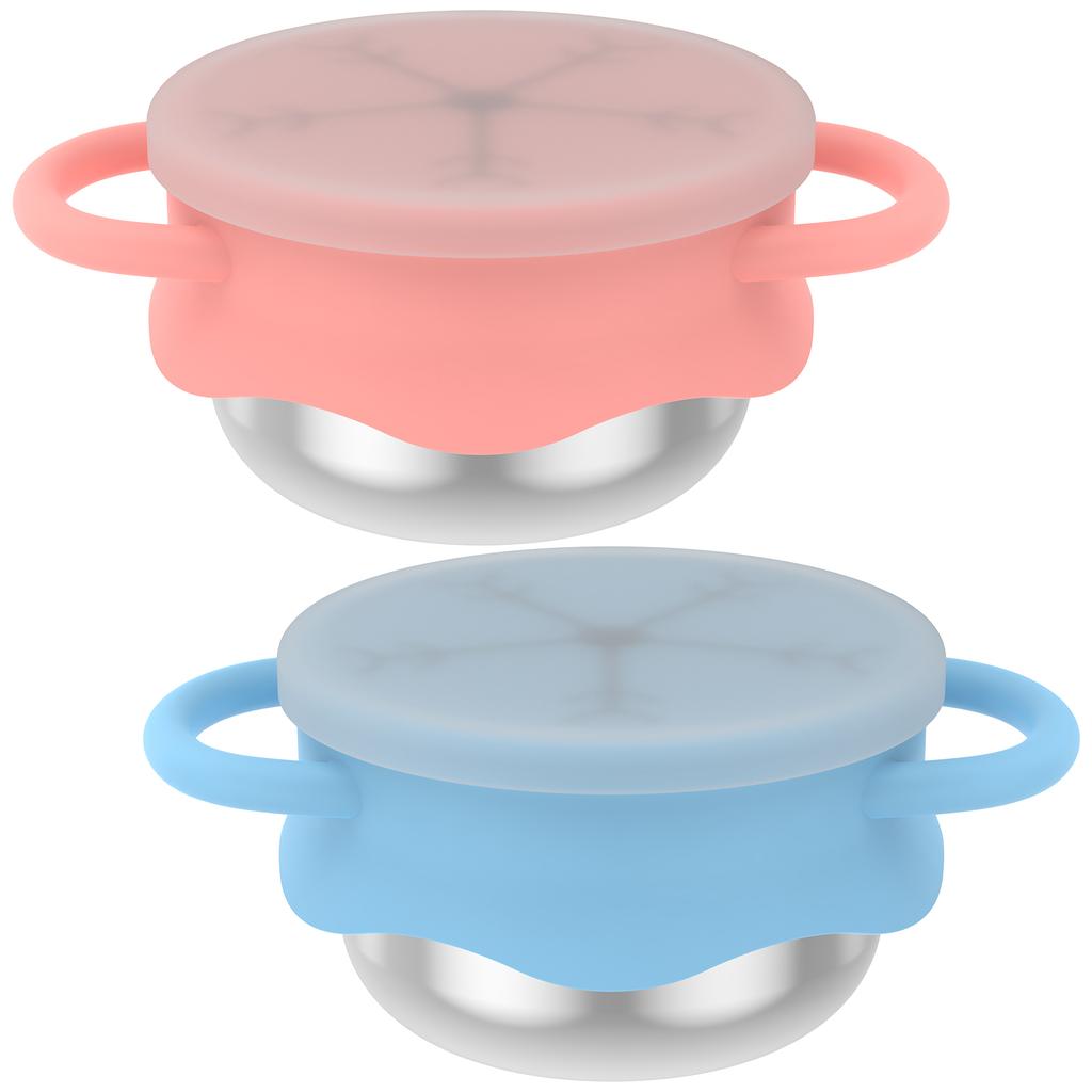 Edelstahl-Kinder-Lebensmittelbecher mit abnehmbarem, auslaufsicheren Deckel und Doppelgriff-Design, tragbarer Lebensmittel- und Snackbecher