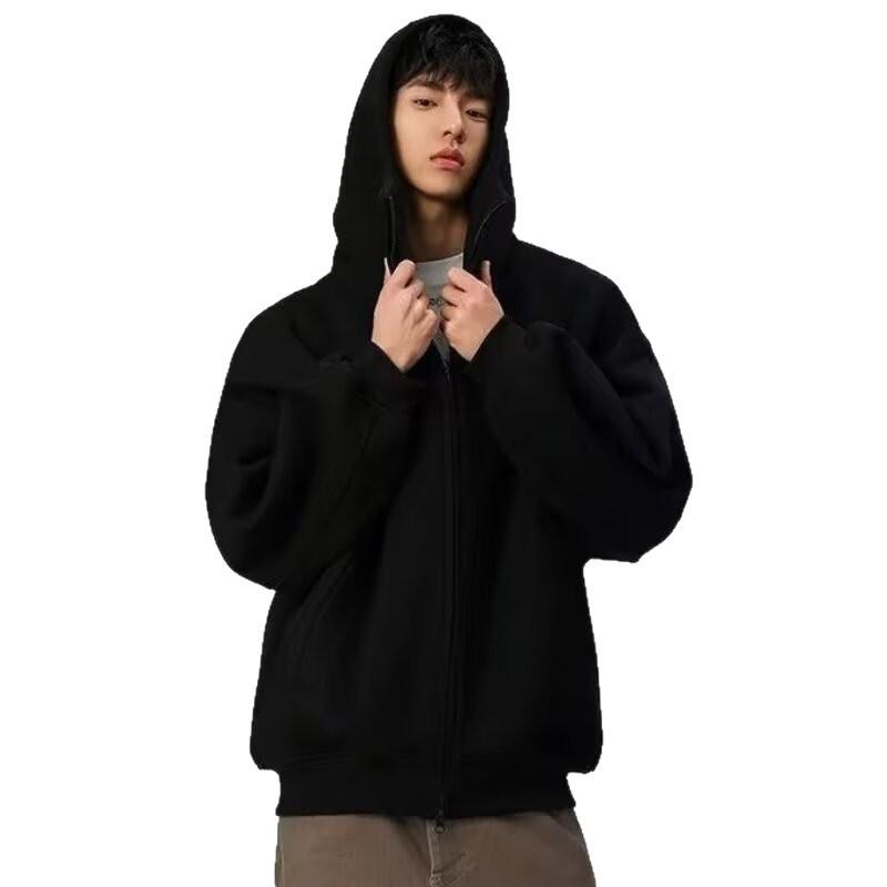 Men's Retro Heavyweight Cardigan Hoodie - Trendy, Loose-Fit Jacket for Spring/Autumn
