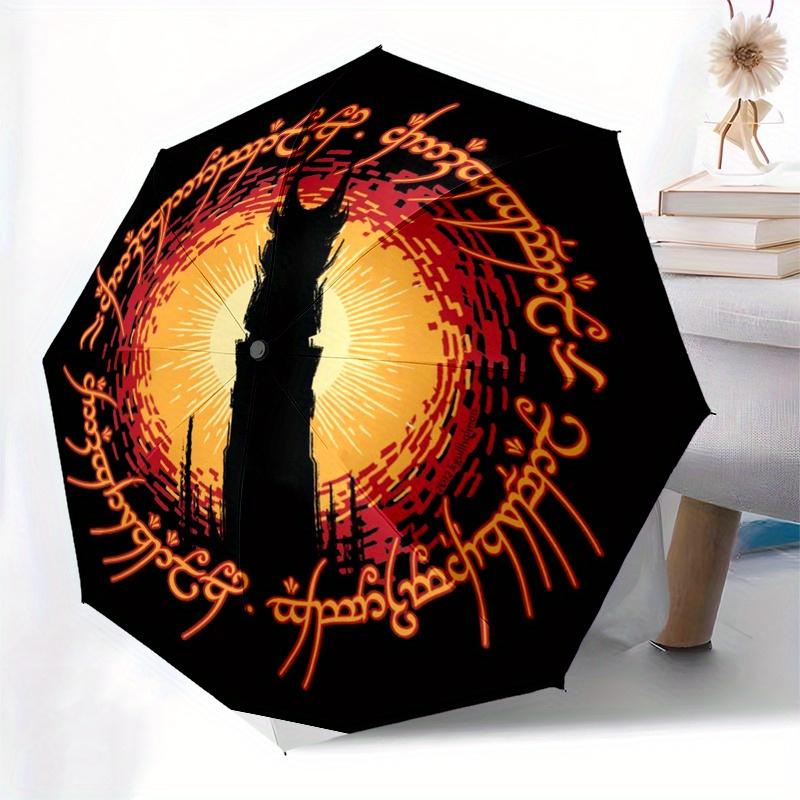 The Lord of the Rings Eye of Sauron T Shirt Umbrella, Portable 3 Fold Compact Umbrella for Men & Women,S275
