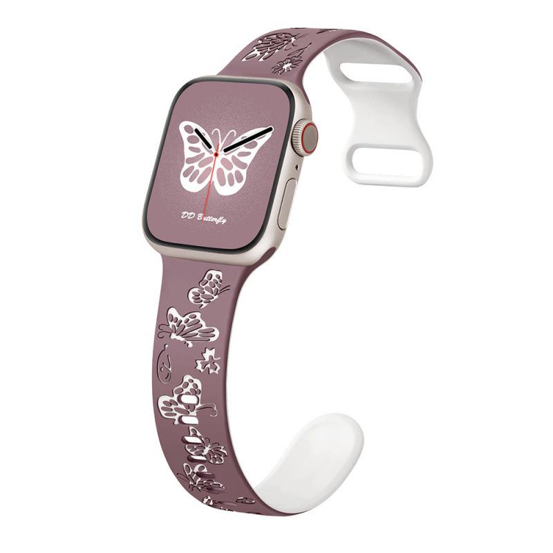

For Apple Watch Butterfly Printing Silicone Iwatch10 Sports Creative Applewatch9876 Strap (1/2/3 generation 42mm)/44/45/46/49mm universal