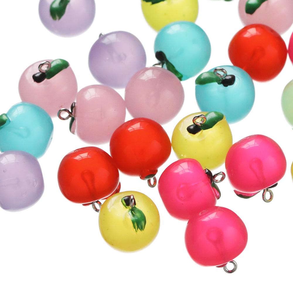 10Pcs Fashion Fruit Jelly Color Pendants Apple Resin Pendant for DIY Jewelry Making Earring Necklace Keychain Charms Supplies