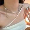Niche Design Irregular Pearl Splicing Love Necklace Female Light Luxury Ins Cold Wind Korean Version Sweet Cool Collarbone Chain