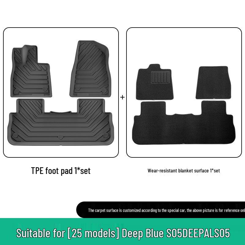 Deep Blue S05 Car Floor Mats: Waterproof, Dirt-Resistant, Eco-Friendly TPE for 25 Models, Includes Trunk and Backrest Mats.