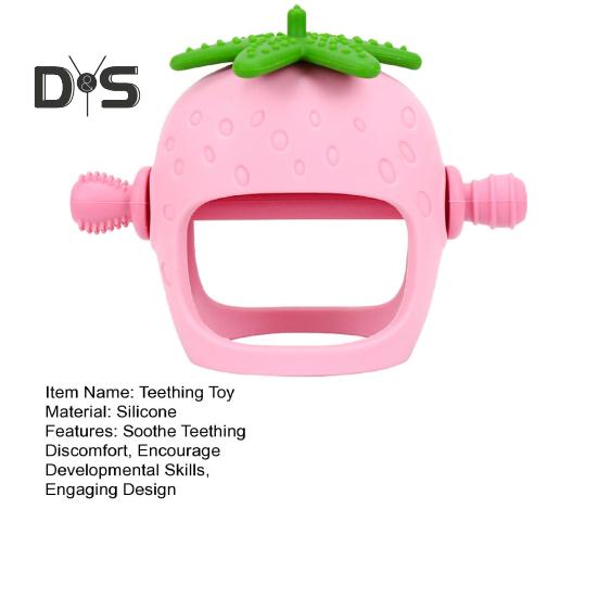 Baby Teething Toy for Babies 0-24 Months Relieve Sore Gums with Strawberry Shape Teether Food-Grade Silicone Easy-to-Clean Teething Relief Toy Train