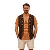 T-shirt da uomo con stampa muscolare 3D, girocollo, manica corta