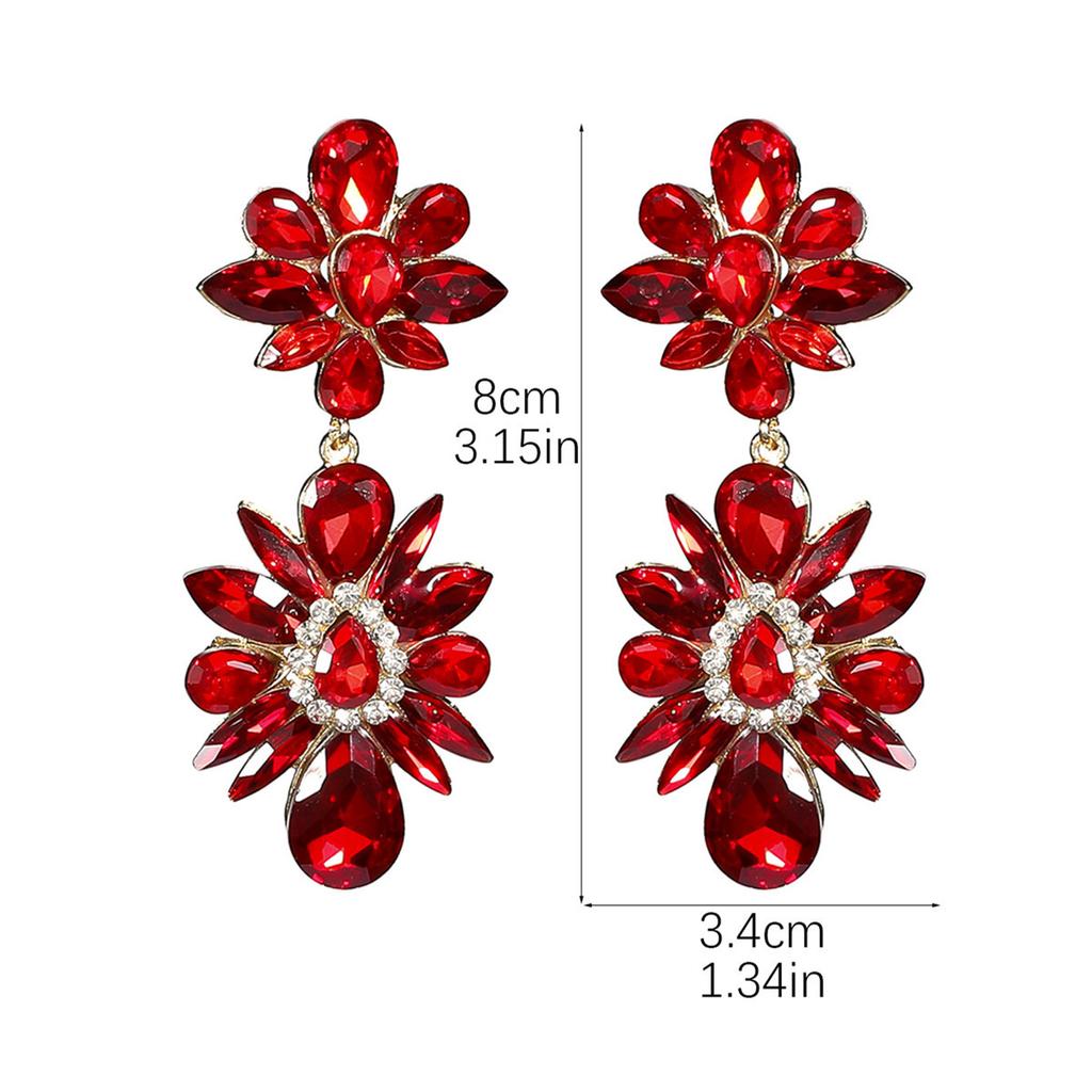 Fashion Snowflake Flower Sparkling Crystal Earrings Personalized Exaggerated Women's Earrings Nightclub Earrings