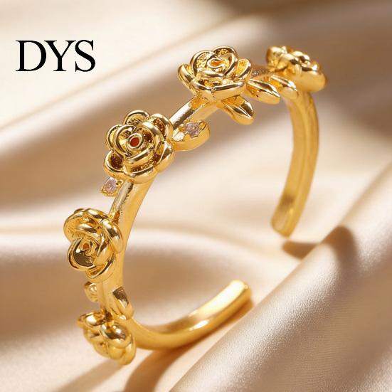 Daily Wear Adjustable Ring Rose Flower Stackable Band for Women Girls Layered Carving Wrap Open Jewelry Gift Birthday Valentine's Day
