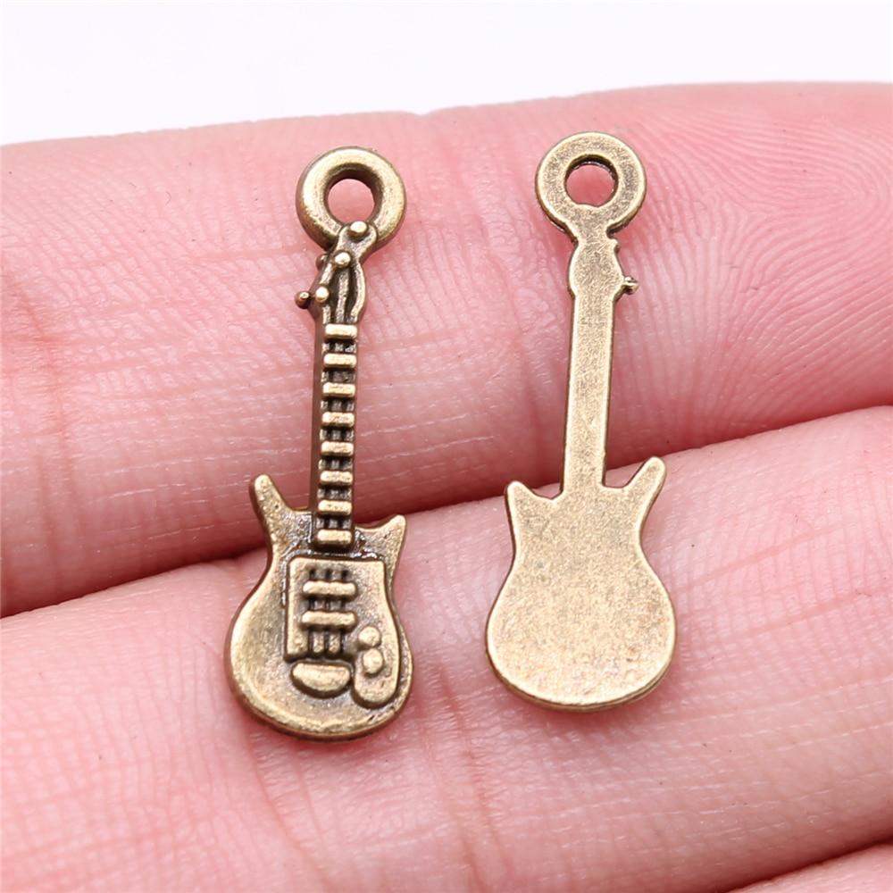 10 Stück 24x7mm Antik Silber Farbe Gitarre Charms Anhänger für Schmuckherstellung DIY Schmuckzubehör