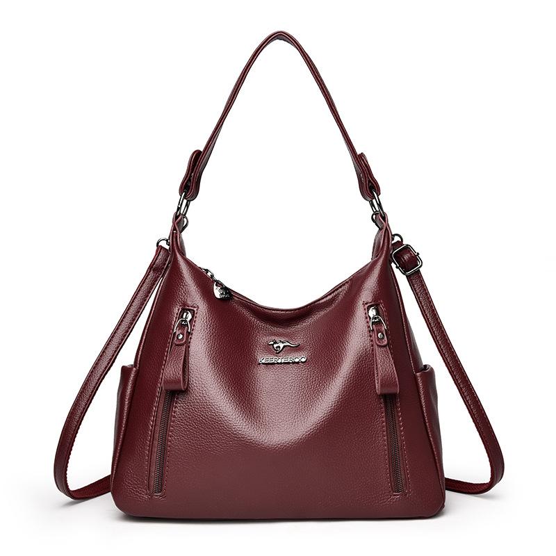 Weiche Lederschultertasche, Mom Bag, Große Kapazität Tote Bag, Umhängetasche, Vielseitige Tasche mit Großer Kapazität