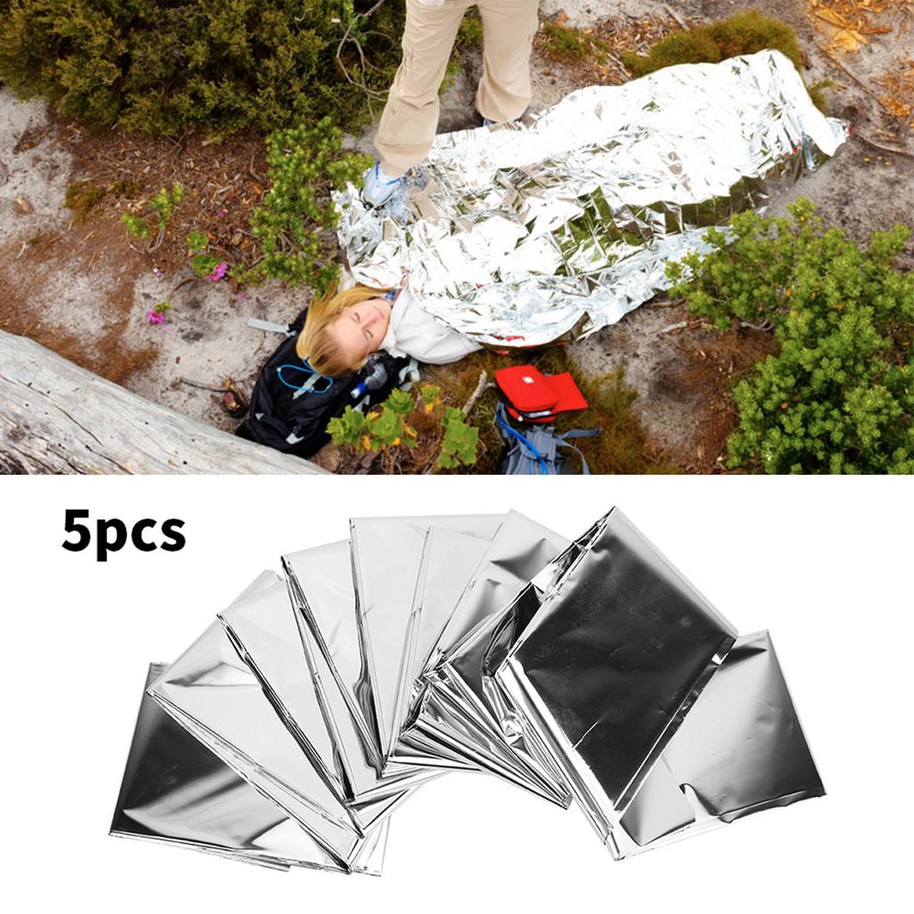 5 bucăți în aer liber, impermeabil, supraviețuire în caz de urgență, rezervă de căldură, pătură reflectorizantă, drumeții de camping