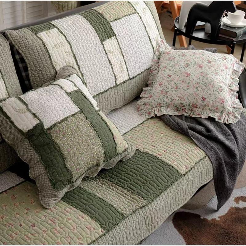 

Блок Синий Весь Хлопок Стрейч Сшитая Ткань для Подушки Дивана Подушка Сиденья Всесезонная Универсальная Нескользящая Кожаное Полотенце для Дивана Средиземноморский 50*50cm