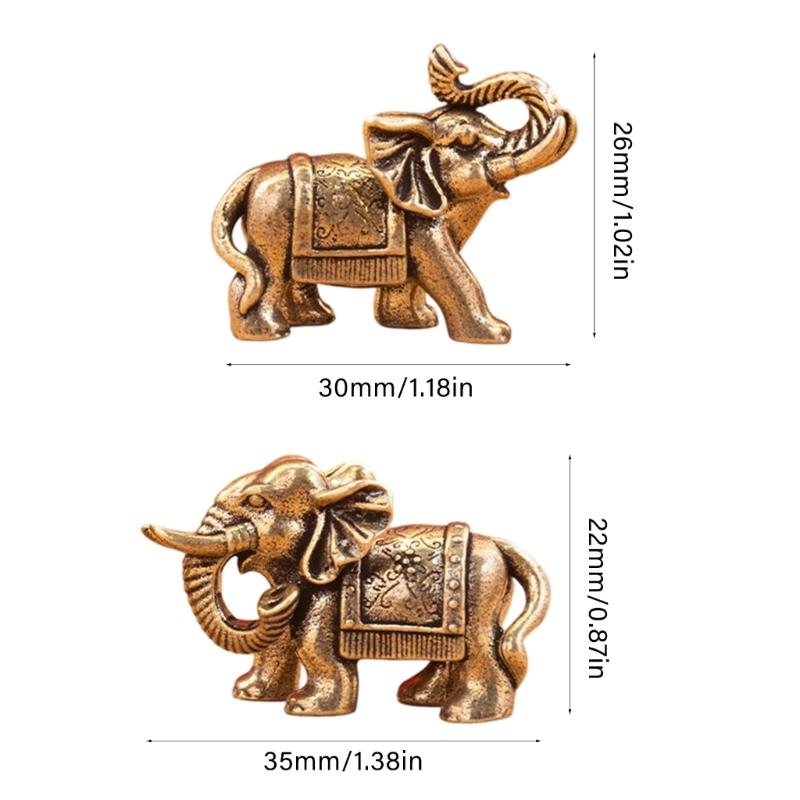 Brasses Elephant Ornaments Symbolizing Wealth Wisdoms and Good Fortunes for Gift Giving or Home Office Decoration