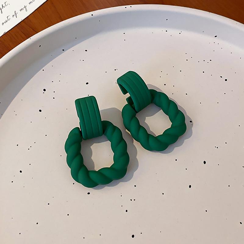 Винтажные зеленые геометрические серьги с бахромой, серьги-гвоздики французского темперамента, серьги, новые серьги для женщин