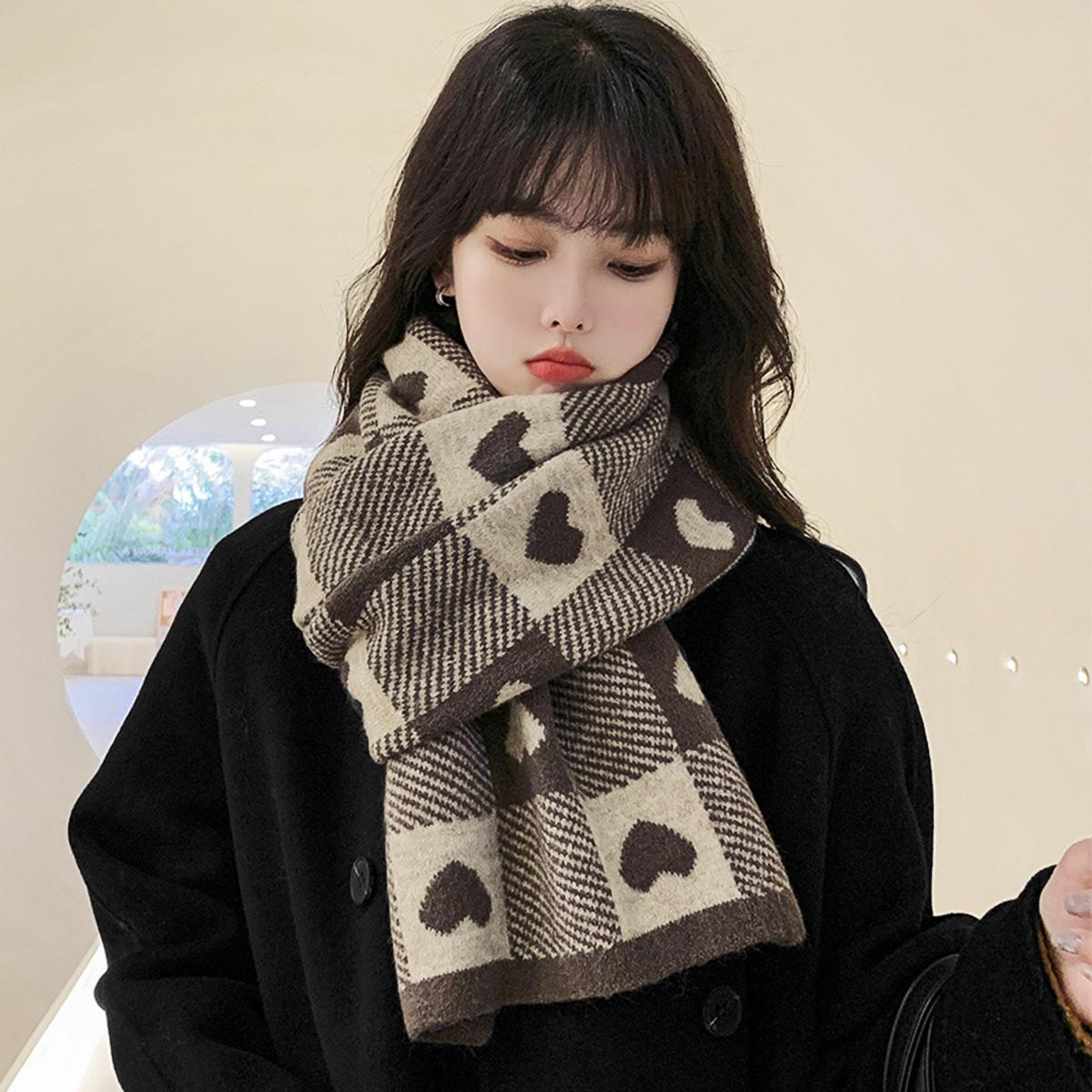 

New Plaid Printed Knitted Scarf Shawl Woman Men Winter Warm Scarves Soft Thickened Wraps Windproof Neckerchief Muffler Unisex