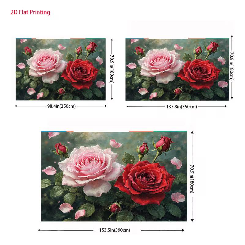 2D Large Pink Red Roses Backdrop Romantic Floral Wedding Photography Background