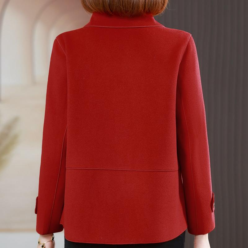 Middle Age Women's Wool & Blends Coats Plus Size Autumn Elegant Loose Outerwears Lady Jackets