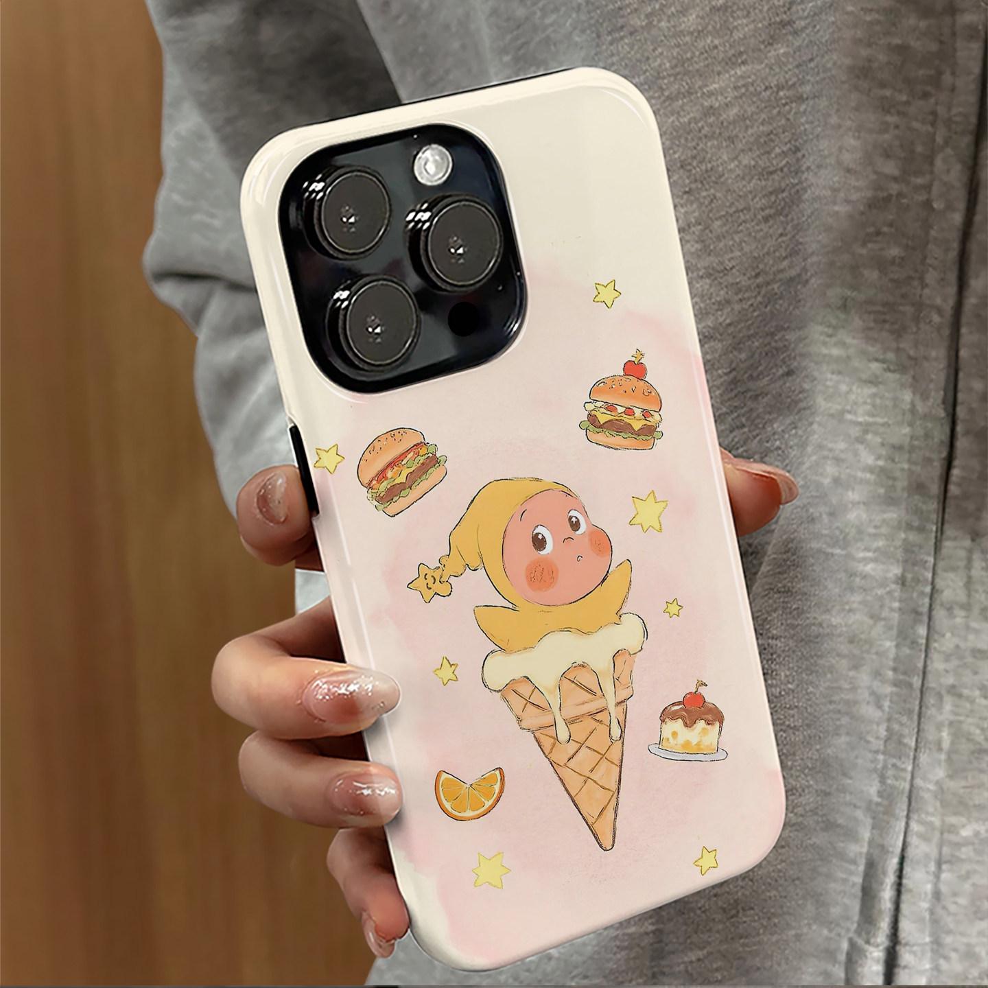 

Ice Cream Cone Star iPhone 16 Pro/15 Lens Cover for Apple 17 Pro Max - Cute Cartoon Design iPhone 14 Pro