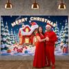 Christmas Backdrop Festive Garland Xmas Display Xmas Backdrop Santa Hat Accent Merry Christmas Banner For Photo Shoot Festive