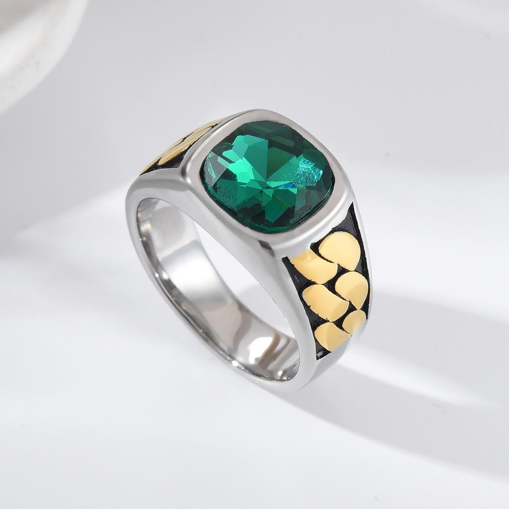 A3508 Men's/Women Trend High Quality 316LStainless Steel Multiple Colors Zircon Style Onyx Golden Rings Jewelry