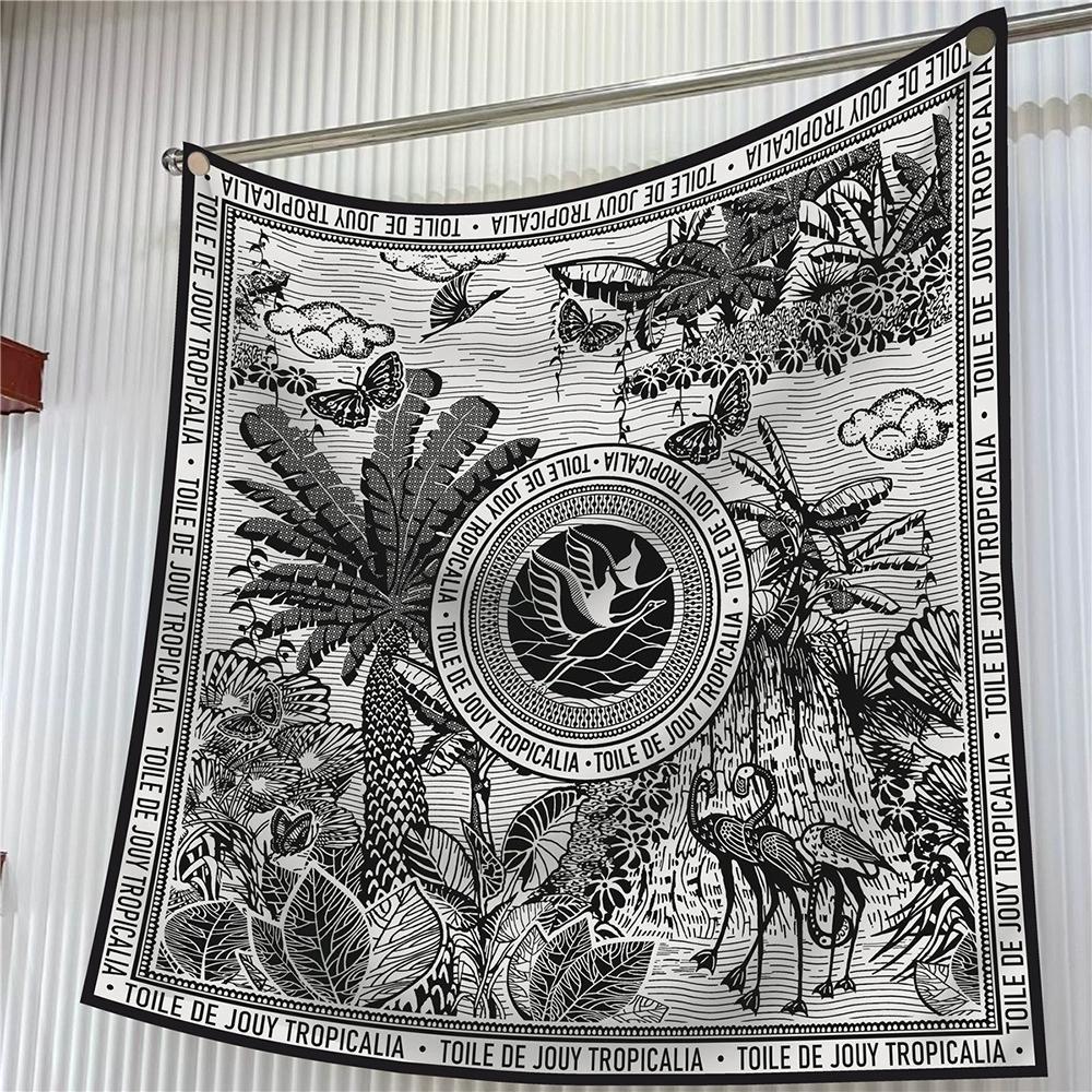 

90CM Square Twill Scarf Shawl Hijabs Luxury Autumn Bandana Foulard Neckerchief For Ladies 90x90cm