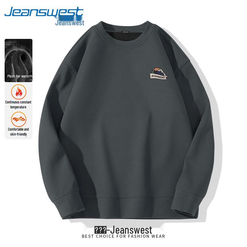 Jeanswest Men's Waffle Knit Crewneck Sweatshirt