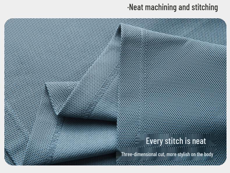 Men's Solid Color 100% Cotton Polo - Short-Sleeve, Summer Casual Lapel Top for Middle Age