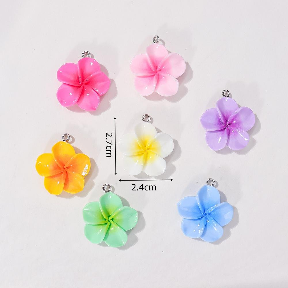 10Pcs 24mm Sweet Resin Colorful Flower  Charms Pendant Cute Petal Earring Necklace Diy Making Jewelry Accessories