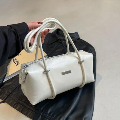 PU Boston bolsa de ombro para mulheres alça longa monocromática alta qualidade estilo designer simples bolsas versáteis elegantes