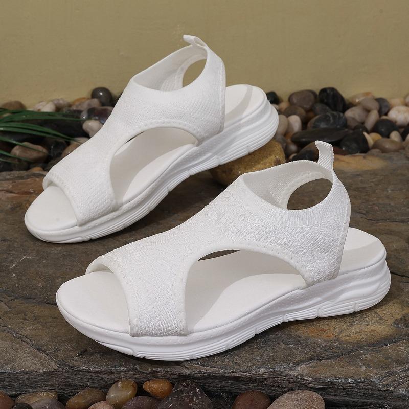 Large Size Casual Sandals Women Summer Thick Bottom Flat Heel Fish Mouth Elastic Sandals