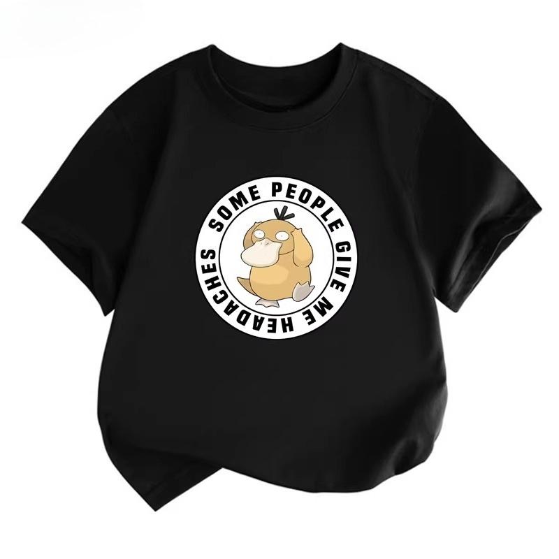 Potdemiel  100 Cotton Childrens Summer TShirt with Pikachu and Psyduck Print Unisex Size Comfortable and Breathable