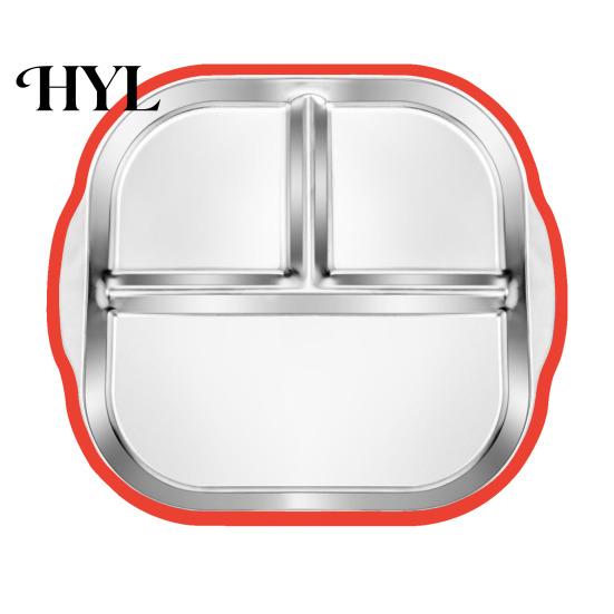 Silicone Sleeve Toddler Plate Stainless Steel with Suction Base 3-Compartment Baby Mess-free Mealtime Set Bowl Non-Slip Grip Unbreakable Metal