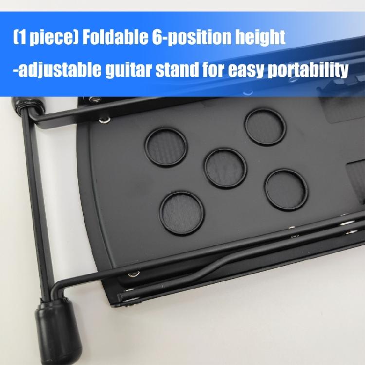 Steel Reinforced Guitar Foot Stool 6 Adjustable Positions Foldable Frame Slip Resistant Rubber Base For Enhanced Comfort