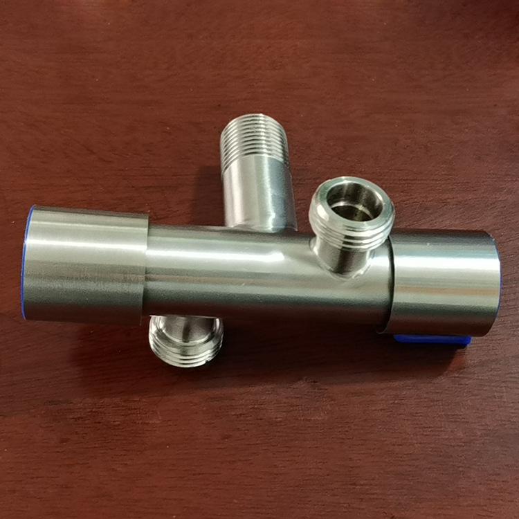 1Pc  Stainless Steel One In Two Out Double Handle Double Control Single Cold Spray Gun Faucet, Washing Machine Quick Open Nozzle Faucet