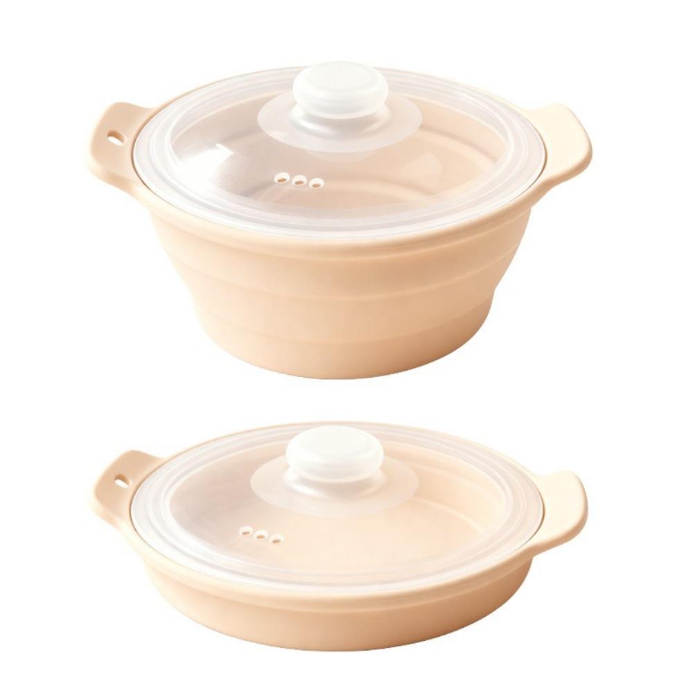 Food Grade Silicone Silicone Steamer Heat-resistant Microwave Steamer Bowl  Camping бежевый