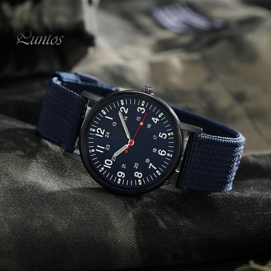 Men Watch Quartz Accurate Soft Wristband Nylon Braided Luminous Sports Wrist for Daily Wear