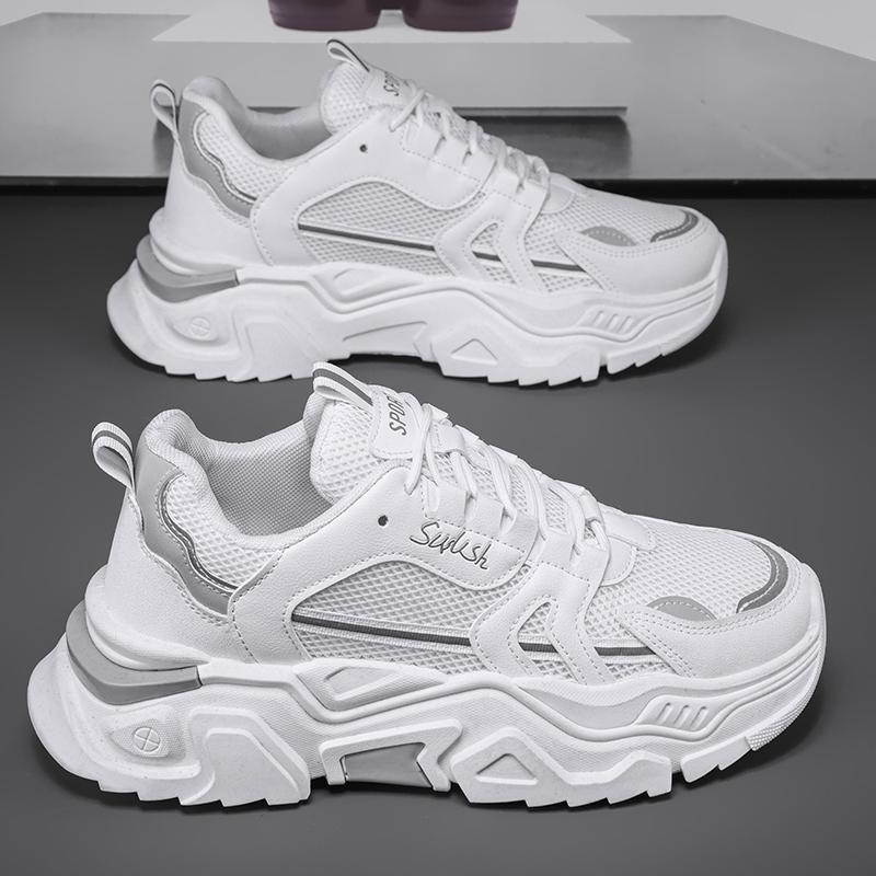 Autumn Breathable Soft Soled Running Shoes Outdoor Fashion Sports Shoes Men's Height Increasing Shoes Men's Mesh Minimalist Shoe