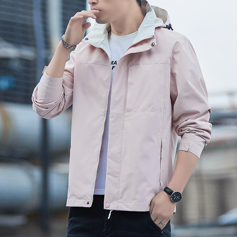 Chaqueta para hombre Primavera y Otoño Nuevo Estilo Chaqueta para hombre Guapo Casual con Capucha Chaqueta de Trabajo para Hombre