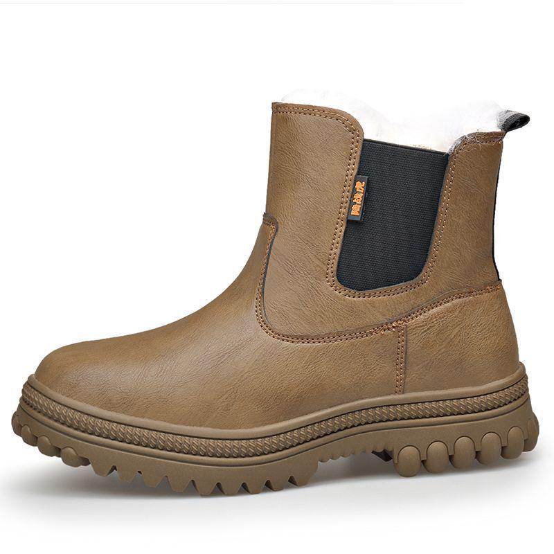 

Мужские зимние шерстяные высокие кожаные сноубутсы, толстые и теплые, нескользящие, уличные, в монгольском стиле. 45