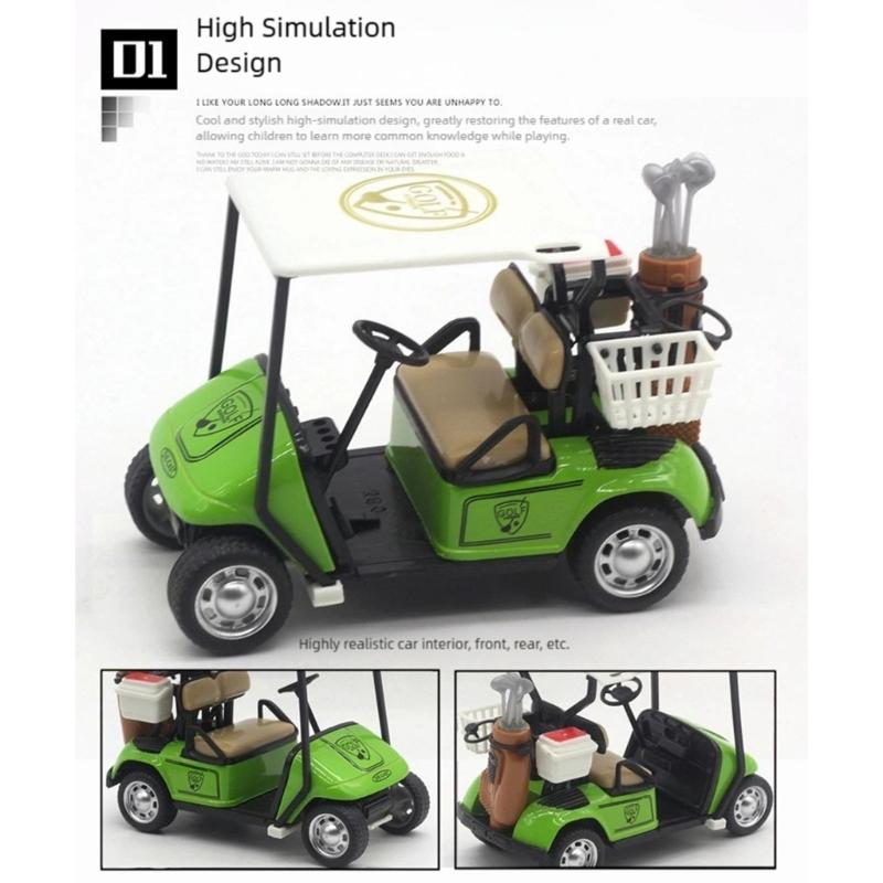 1 36 Scale Golf Cart Model With Pull Back Action For Desktop Display And Collectible