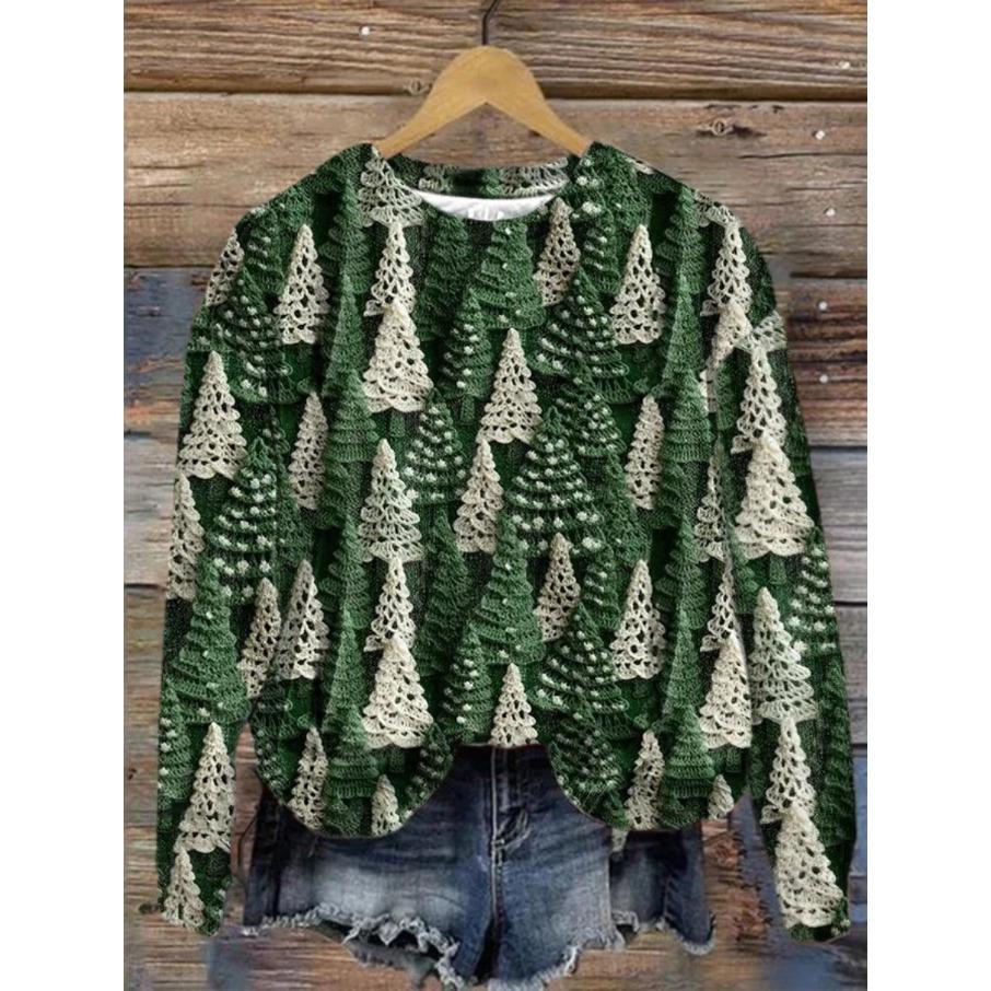 Women Christmas Top O Neck Long Sleeve 3d Print T Shirt