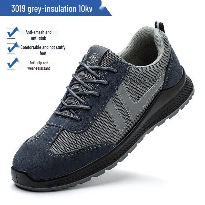 Men's Steel Toe Low-Top Safety Shoes: Anti-Smash, Anti-Puncture, Breathable, Wear-Resistant for Construction Sites.