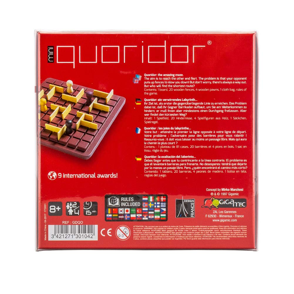 Gigamic Corridor Mini QUORIDOR MINI Tischspiel GDQO Holzbrettspiel Spielzeug Lernspiel Kinder Gehirntrainingsspiel Frankreich [Gigamic]