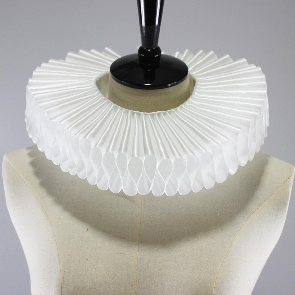 Renaissance Neck Ruff Elizabethan Silky Ruffle Fake Collar Vintage Clown Choker Shawl Detachable Collars Cosplay Costume