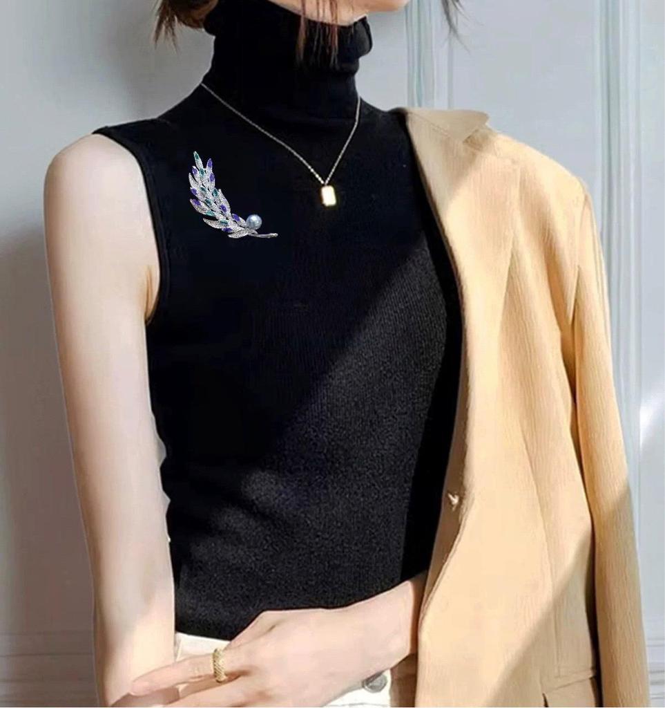 Kristall Weizenähren Brosche: Elegante modische Corsage-Anstecknadel für eine leichte Luxus-Anzugjacke.